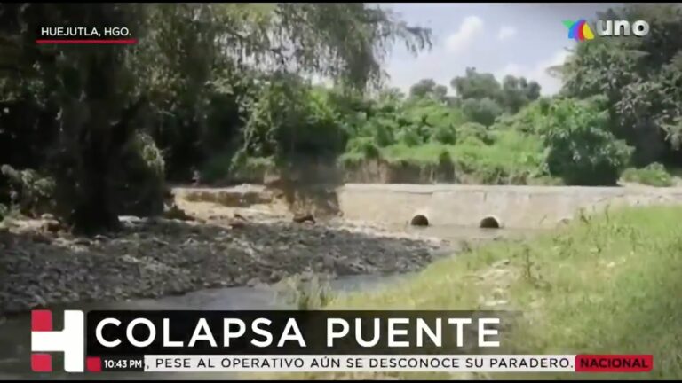 Colapsó con las lluvias el puente recién construido de Rancho Viejo en Huejutla, Hidalgo