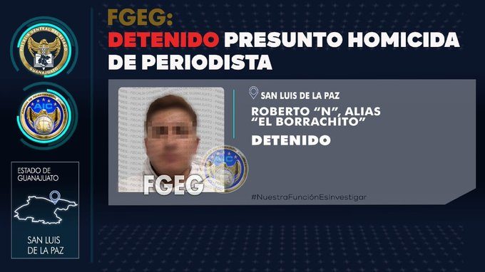 Detienen a “El Borrachito”, presunto asesino del periodista Ernesto Méndez en Guanajuato